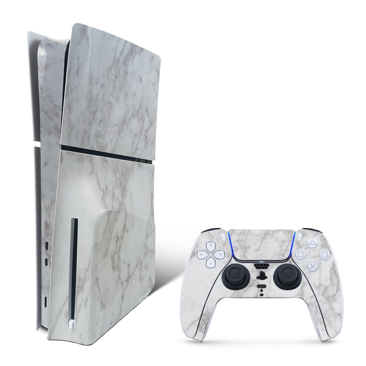 MightySkins Skin Compatible with Playstation 5 Slim Disk Edition Bundle - Frost Marble | Protective  Durable  and Unique Vinyl Decal wrap Cover | Easy to Apply | Made in The USA