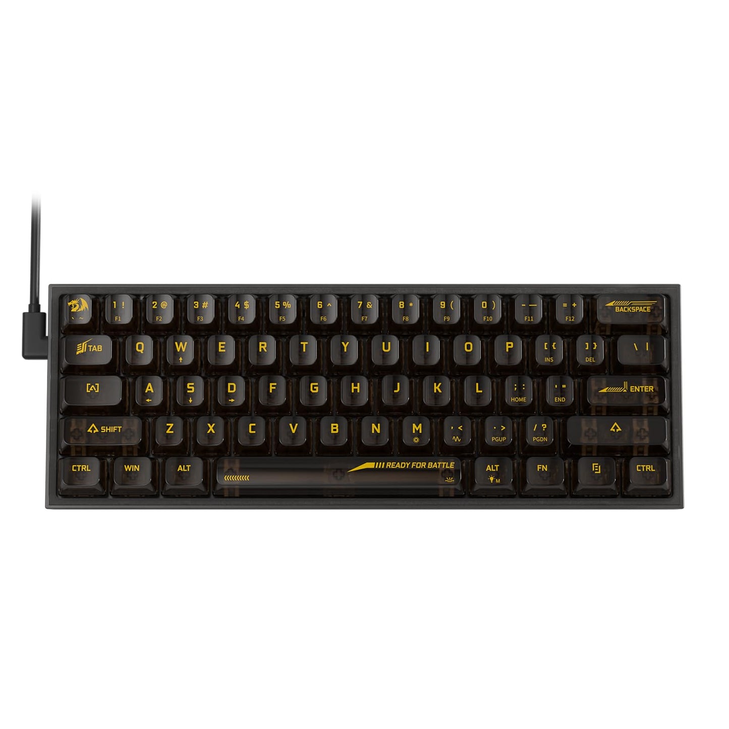 Redragon K617 SE 60% Wired RGB Gaming Keyboard, 61 Keys, Transparent Plastic, Black Transparent, Custom Linear Switch