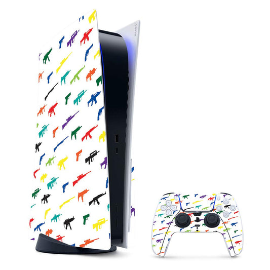 MightySkins Gaming Skin for PS5 / PlayStation 5 Bundle - Fun Guns | Protective Viny wrap | Easy to Apply and Change Style | Made in The USA