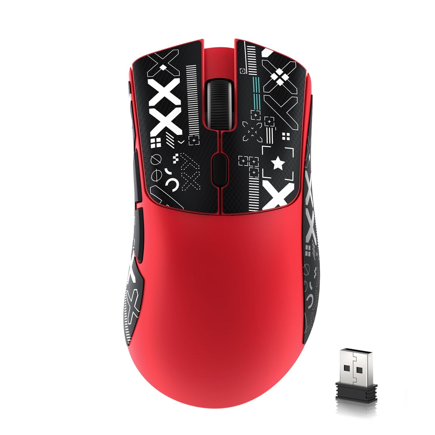 ATTACK SHARK R1 Wireless Gaming Mouse - Tri-Mode Connection, 55g, 18K DPI, Ergonomic Design, Red with Anti-Slip Sticker