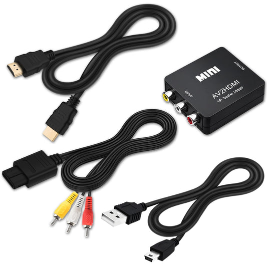 COMeap AV to HDMI Converter  N64 AV Cable for Nintendo 64 / Gamecube/Super Nintendo SNES  RCA to HDMI Converter with USB Power and HDMI 4K Cable  Support TV with RCA or HDMI Input 6FT(1.8M)