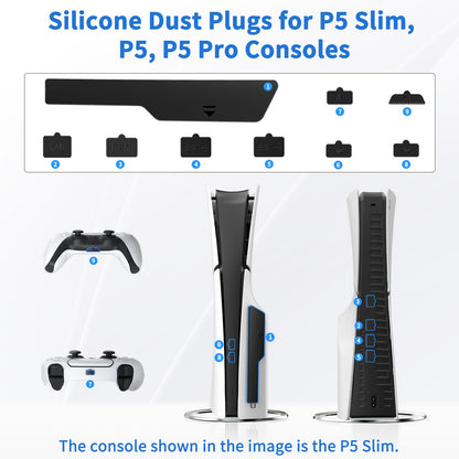 TanReginal Vertical Stand for P5 Pro - Console Stand with 10 Dust Plugs & 2 Screws, Stylish Black Design, Model 5433stand