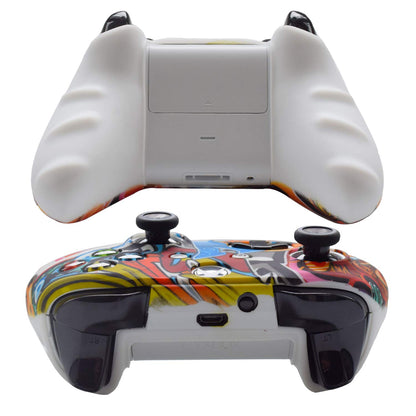 Hikfly Silicone Gel Cover for Xbox One/Xbox One S/Xbox One X Controller - White Octopus with 8 Thumb Grip Caps