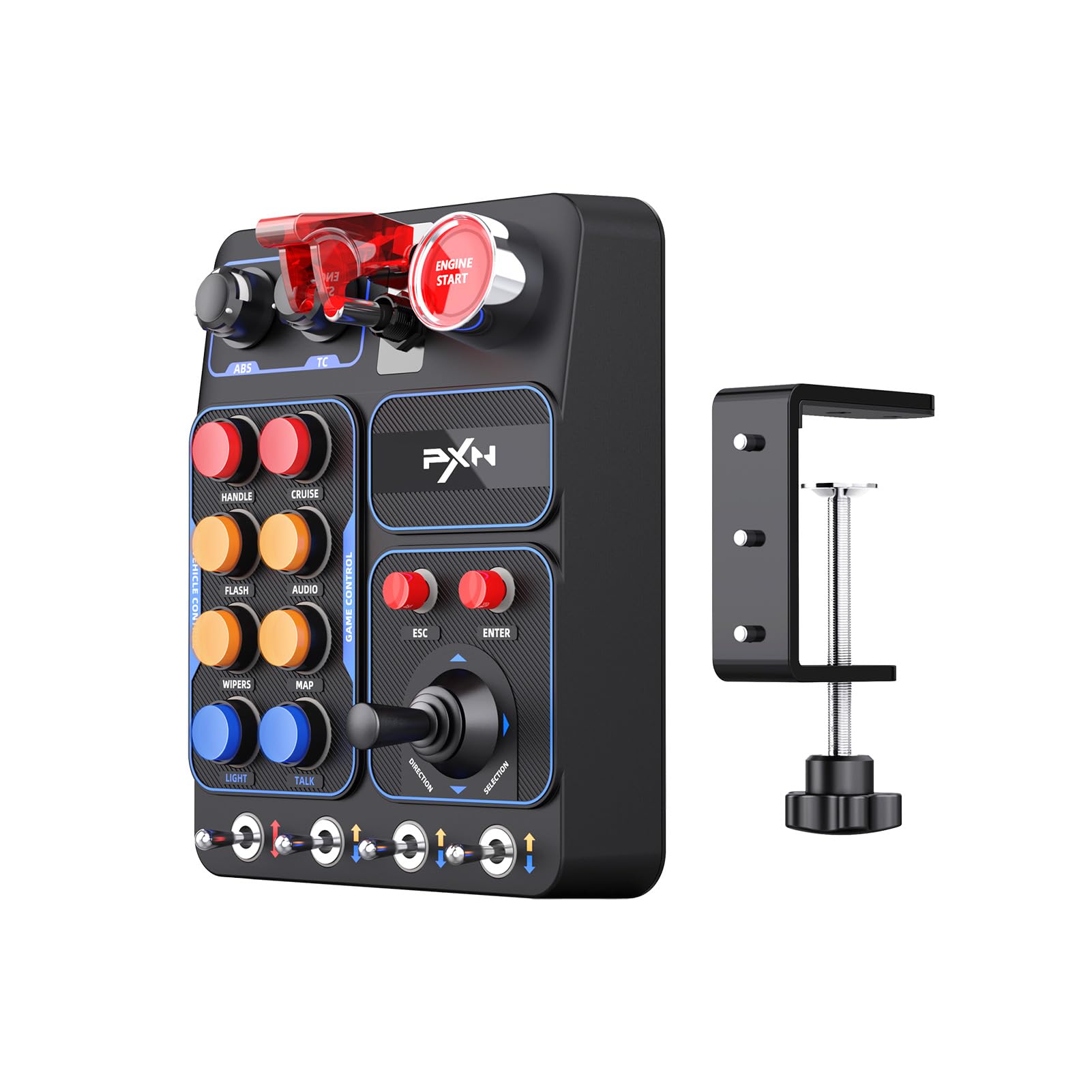 PXN Multi-functional Sim Racing Button Box, 30 Programmable Buttons, Adjustable RGB Lighting, 7.25x5.68x3.1, Black, Model PXN CB1