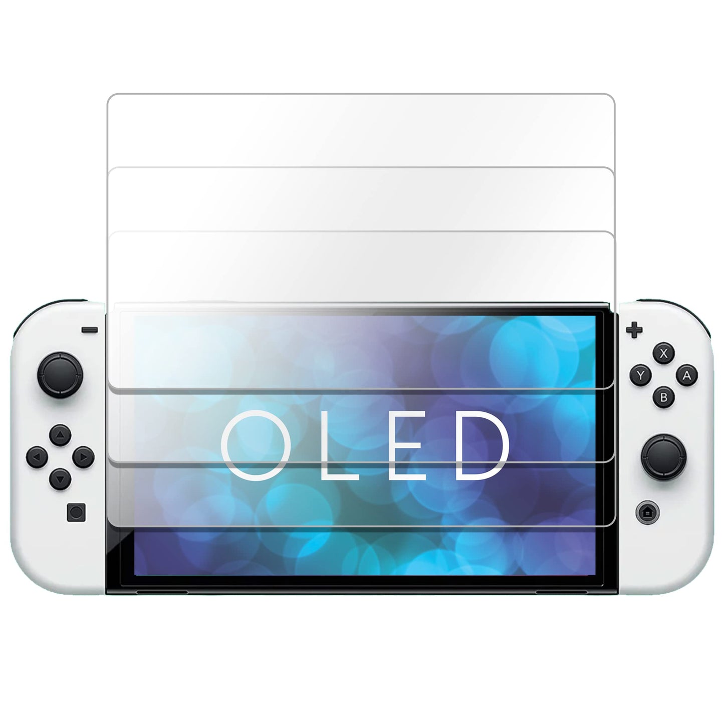 TalkWorks Tempered Glass for Nintendo Switch OLED 2021 - Scratch- & Crack-Resistant Screen Protector  Easy-Install  Protective Ultra-Thin HD Touch Screen Cover Film Back (3 Pack)
