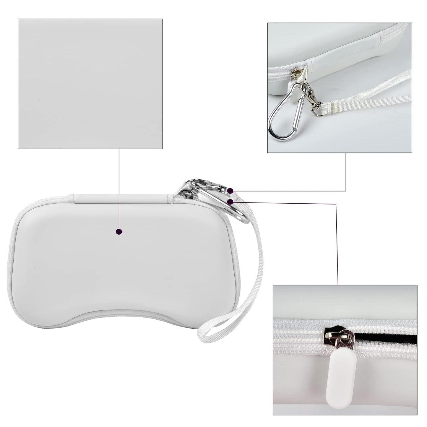 casmilee Case for Backbone One Controller - Portable Travel Holder, Extra Mesh Pocket, White