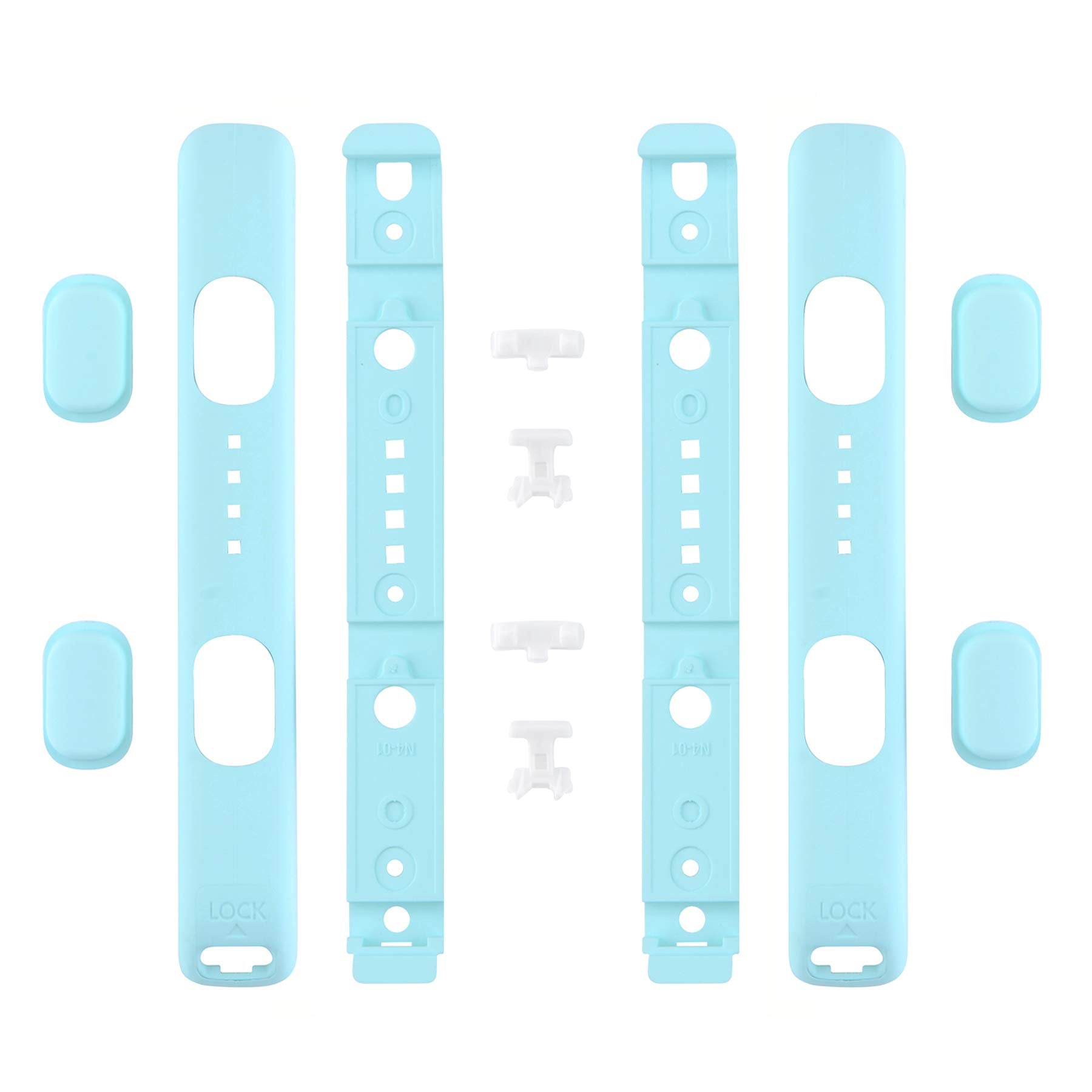 eXtremeRate DIY Replacement Shell for Joycon Strap  Heaven Blue Custom Controller Wrist Strap Housing Buttons for Nintendo Switch & Switch OLED Model - 2 Pack