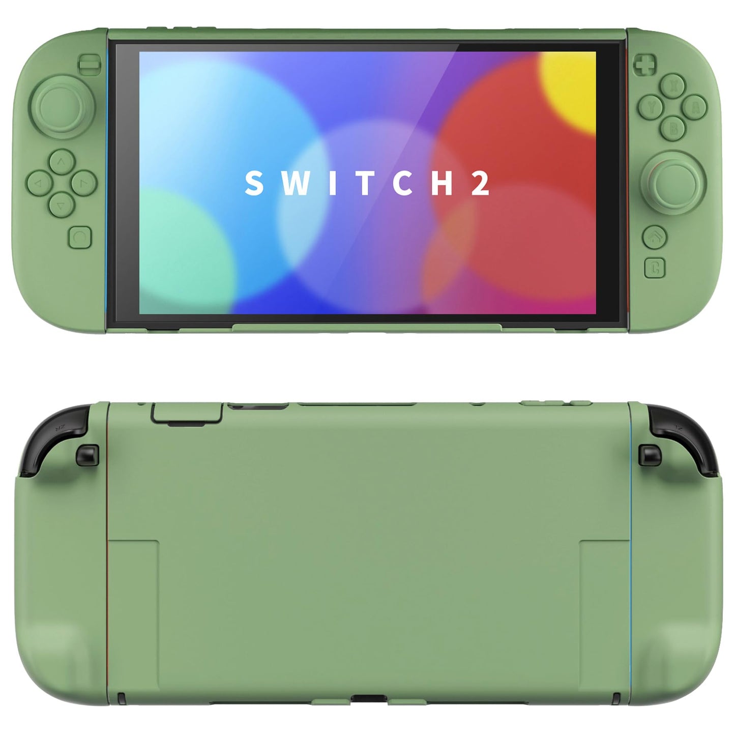 PlayVital Hard Case for Nintendo Switch 2 with Extra Stand & Thumb Grip Caps | Split Design  Dockable Protective Full-Body Shell Cover for Nintendo Switch 2 | Solid Color Series  Matcha Green