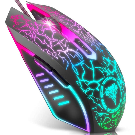 BENGOO Gaming Mouse Wired, Ergonomic Gamer Laptop PC Optical Computer Mice with RGB Backlit, 4 Adjustable DPI Up to 3600, 6 Prog