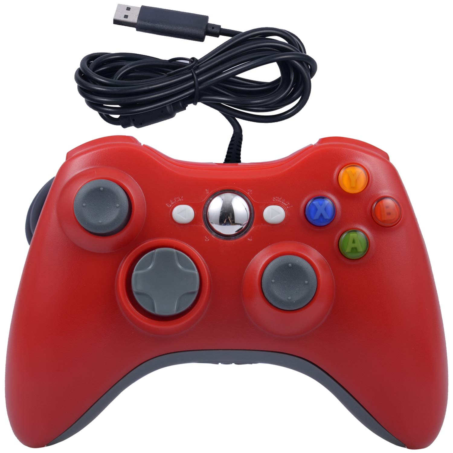 ONE250 USB Wired Game Pad Controller  Compatible with Xbox 360  Xbox 360 Slim  Windows PC - Replacement USB Wired Gamepad (Red)