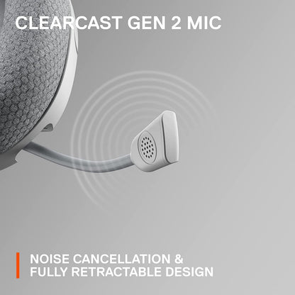 SteelSeries Arctis Nova 1P Gaming Headset - 360° Sound, Noise Cancelling Mic, White, PS5/PC/Xbox Compatible