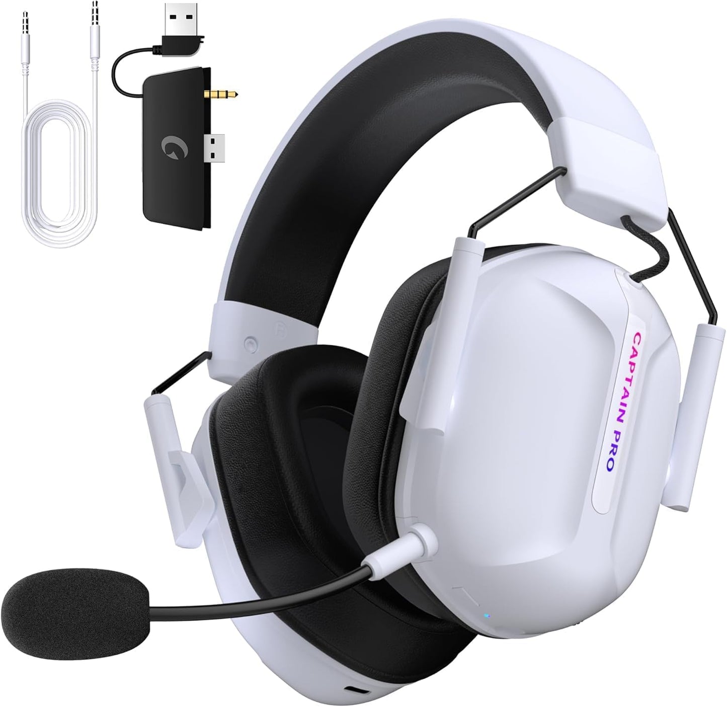 RYR Wireless Gaming Headset for Xbox Series X|S  Xbox One  PC  PS5/4  Mac  Mobile  Switch  3D Surround Sound  Bluetooth 5.3  60H Battery  Gaming Headphones with Detachable Noise Canceling Mic-White