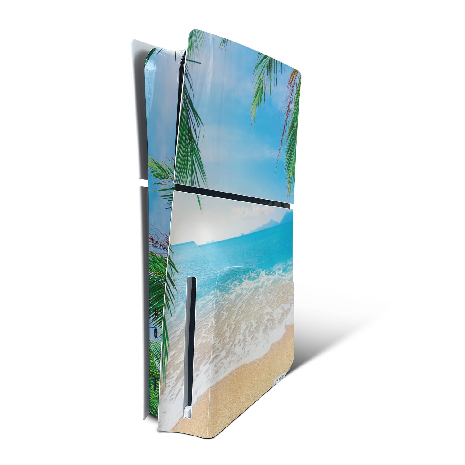 MightySkins Skin Compatible with Playstation 5 Slim Disk Edition Console Only - Pristine Beach | Protective  Durable  and Unique Vinyl Decal wrap Cover | Easy to Apply | Made in The USA