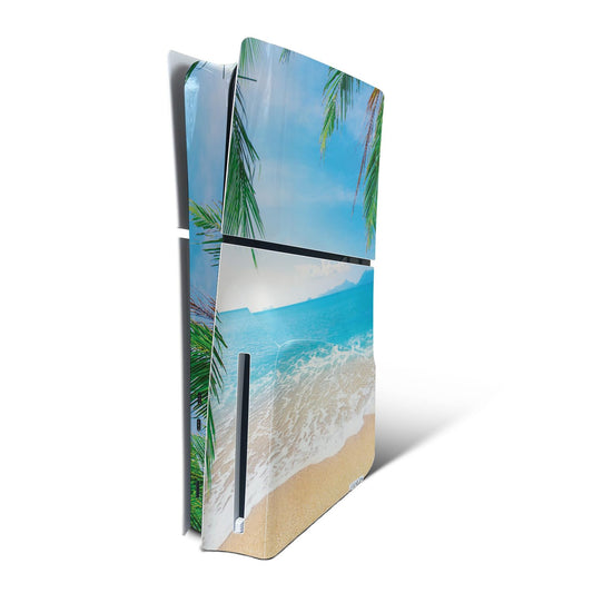 MightySkins Skin Compatible with Playstation 5 Slim Disk Edition Console Only - Pristine Beach | Protective  Durable  and Unique Vinyl Decal wrap Cover | Easy to Apply | Made in The USA