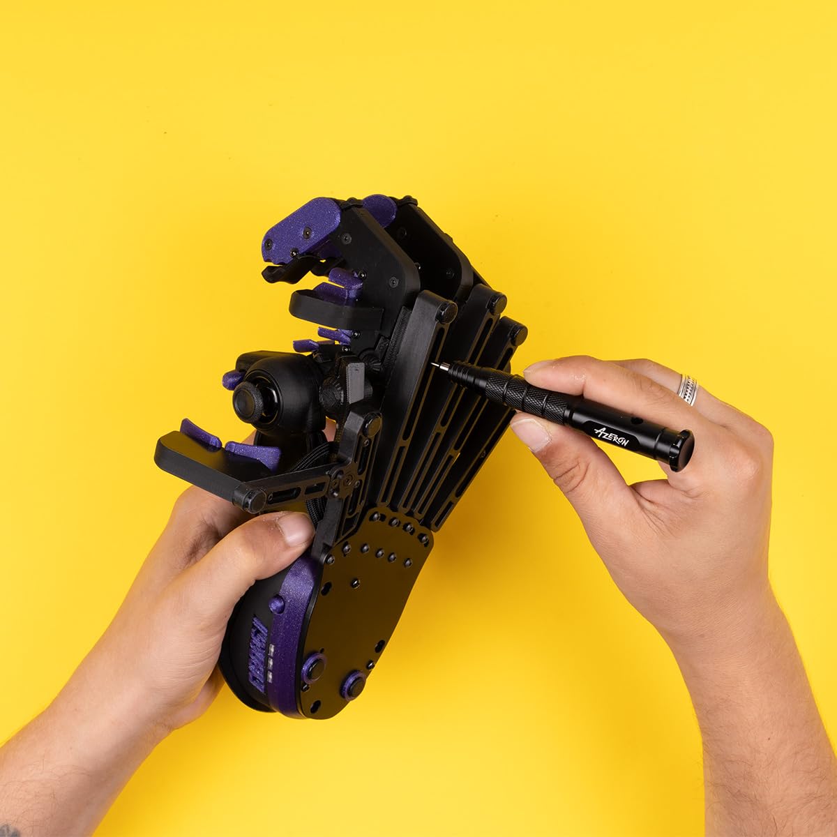 AZERON Gaming Keypad - One-Handed Keyboard with 30 Programmable Keys, Hall Effect Thumbstick, Cyborg II, Galaxy Purple