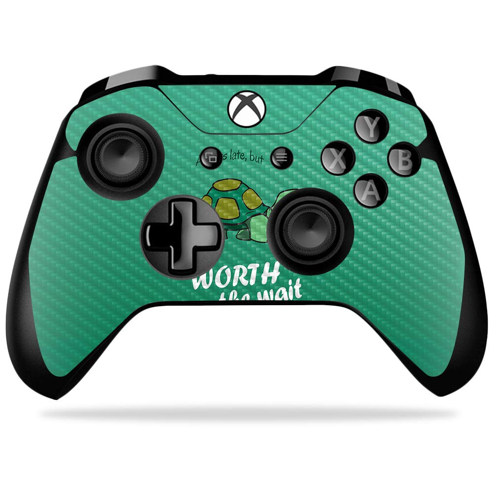 MightySkins Carbon Fiber Skin for Microsoft Xbox One X Controller - Late Turtle | Protective  Durable Textured Carbon Fiber Finish | Easy to Apply  Remove  and Change Styles | Made in The USA