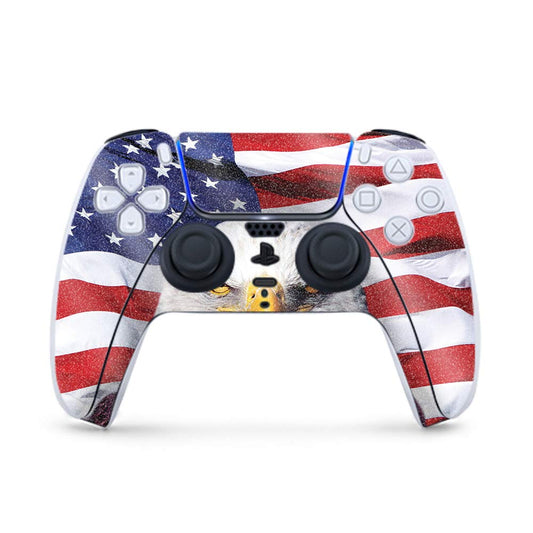 MightySkins Glossy Glitter Gaming Skin for PS5 / PlayStation 5 Controller - America Strong | Durable High-Gloss Glitter Finish | Easy to Apply and Change Style | Made in The USA