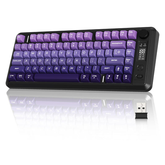ZIYOU LANG M75 Wireless Gaming Keyboard, RGB Backlit, Rechargeable 2000mAh, PBT Keycaps, Grape Purple