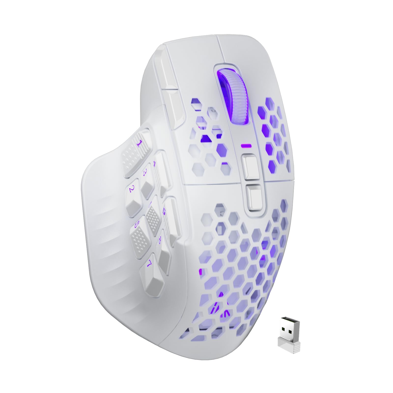 SOLAKAKA SM809 Pro Gaming Mouse with 9 Side Buttons,24000 DPI RGB Mouse for Gamer,16 Programmable Macros MMO Mouse,White