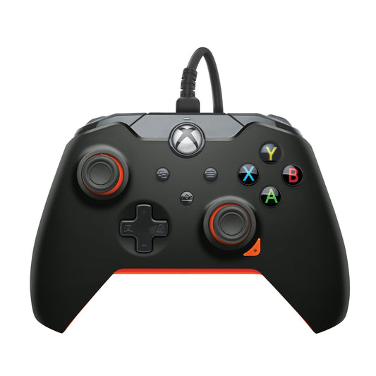 PDP Wired Xbox Gaming Controller: Gamepad Licensed for Xbox Series X|S  Xbox One  PC  Audio Controls  8ft Cable  3.5mm jack  Mappable Buttons/Triggers  Companion App: Atomic Black (Black and Orange)