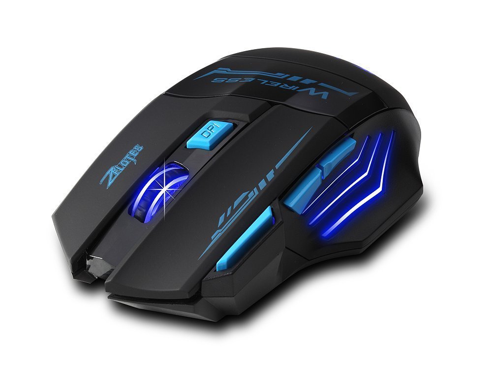 zelotes F14 Wireless Gaming Mouse - 2400 DPI, USB 2.4G, Black, Compatible with Laptop/PC/MacBook