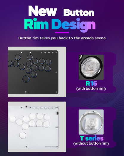 Sehawei R16 Arcade Stick - 16-Button Fight Controller for PC/PS3/PS4/Switch, Black, Custom RGB & Turbo Functions