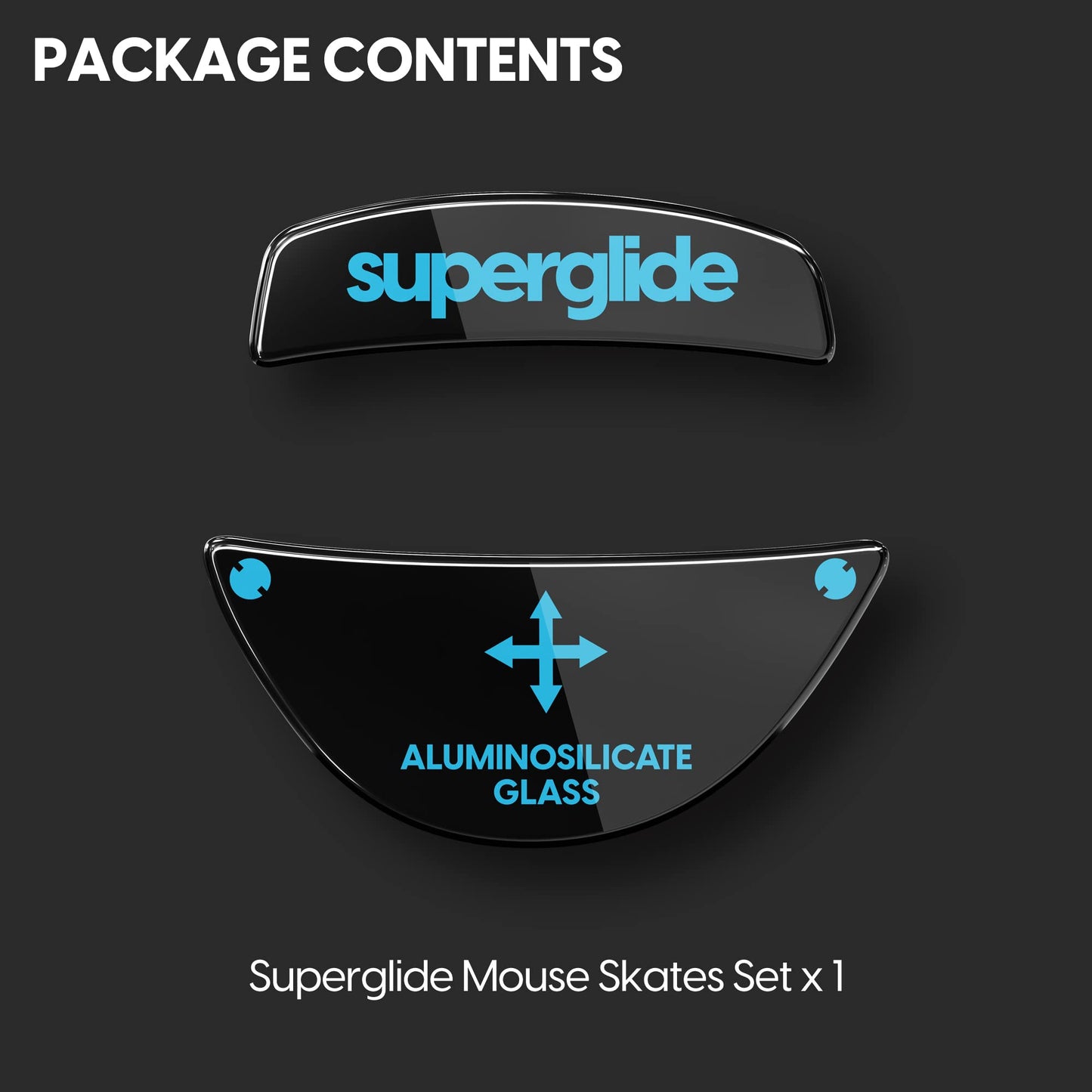 Pulsar Gaming Gears Superglide Mouse Feet - Ultra Strong Glass, 8" Black, Model RKPSGB for Roccat Kone Pro/Pro Air