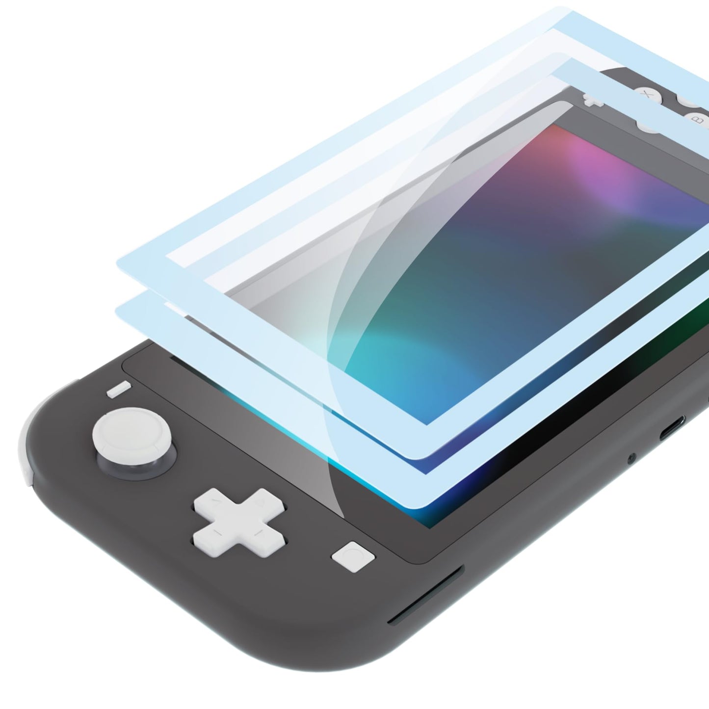 eXtremeRate 2 Pack Sky Blue Border Transparent HD Clear Saver Protector Film  Tempered Glass Screen Protector for Nintendo Switch Lite [Anti-Scratch  Anti-Fingerprint  Shatterproof  Bubble-Free]