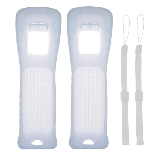 Lactivx 2X Wii Silicone Case Cover with Wrist Strap for Wii Remote Controller (White)