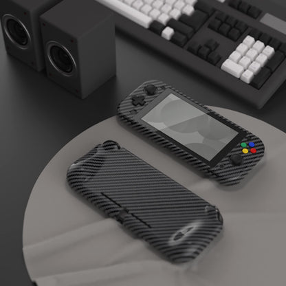 PlayVital ZealProtect Case for Nintendo Switch Lite - Hard Shell, Ergonomic Grip, Screen Protector, Graphite Carbon Fiber