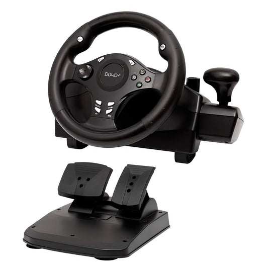 DOYO R270 Racing Wheel with Pedals for PC/Xbox/PS4/Switch - 270° Steering Wheel, Dual Vibration, Clamp Mount, 10.1 Inch