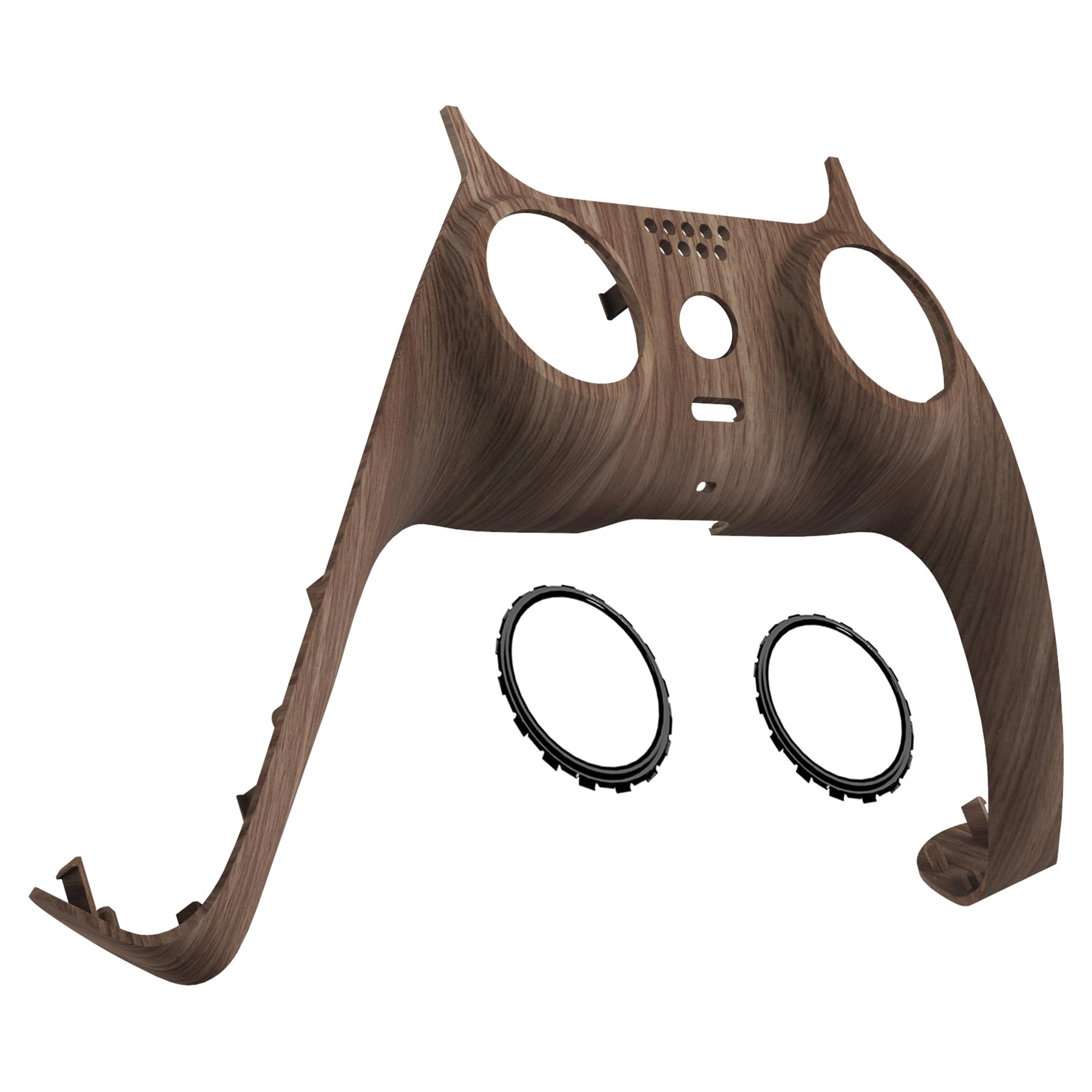 eXtremeRate Wood Grain Decorative Trim Shell Compatible with p s 5 Controller  Soft Touch DIY Replacement Clip Shell  Custom Plates Cover Compatible with p s 5 Controller with Accent Rings