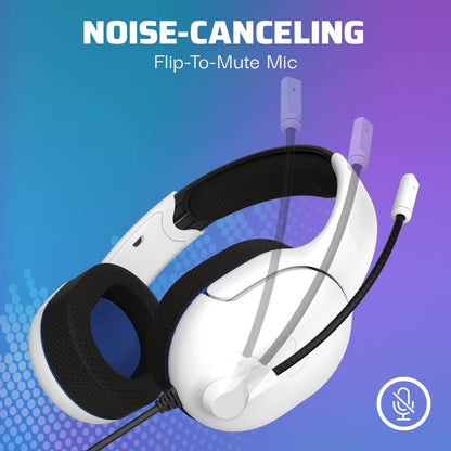 PDP AIRLITE Pro Headset with Mic for PS5/PS4/PC - Frost White, Model 052-018-WH