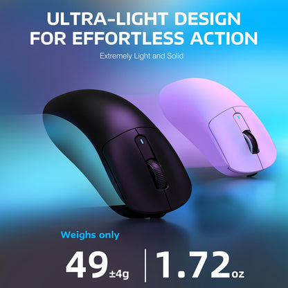 MANBASNAKE ATTACK SHARK X3 Wireless Gaming Mouse - 49g, 26K DPI, 200h Battery, Ergonomic Design, Black