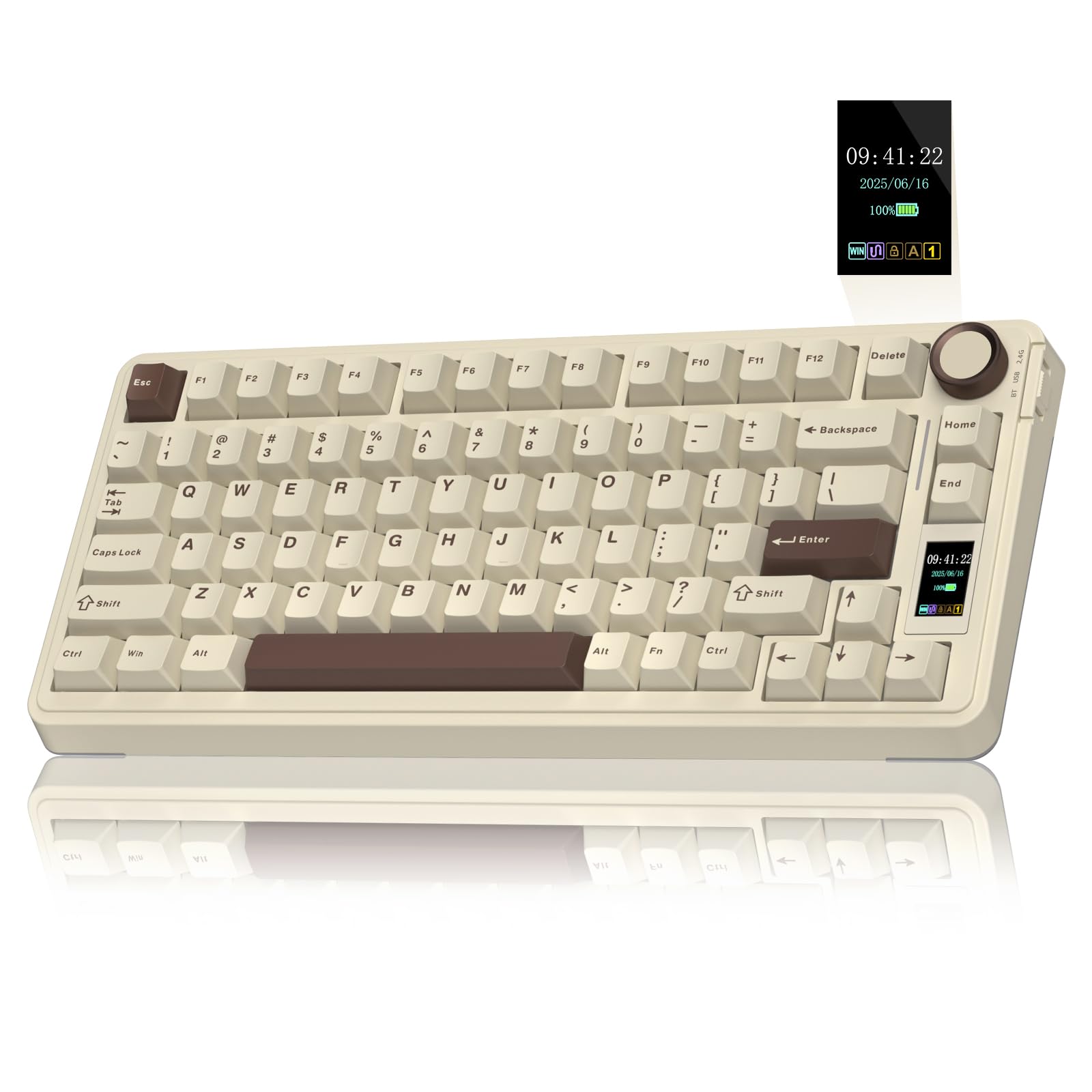 AULA S75 PRO Wireless Mechanical Keyboard with Screen&Knob  75% Hot Swappable Gaming Keyboard with Pre-lubed Switches  RGB Backlit  PBT Keycaps  Creamy Sounding Computer Keyboards