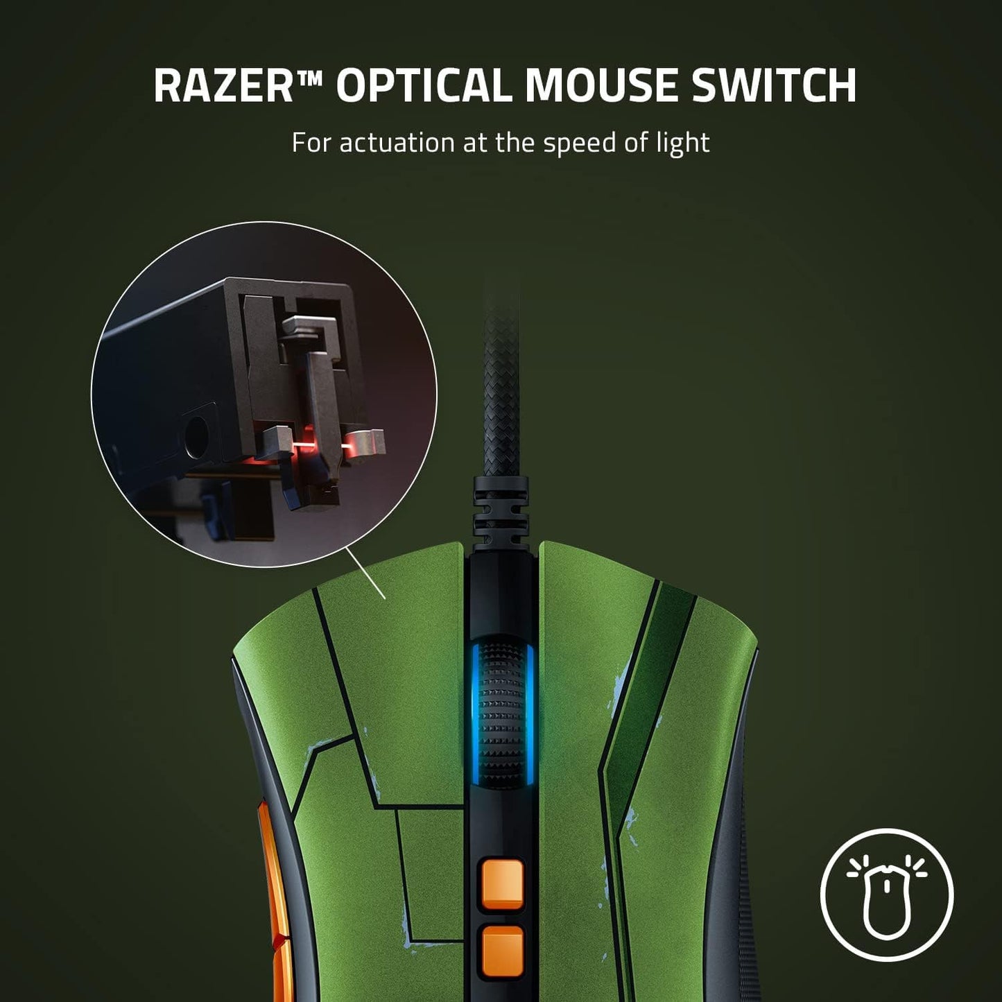Razer DeathAdder V2 Gaming Mouse - 20K DPI, Chroma RGB, 8 Buttons - Halo Infinite Edition