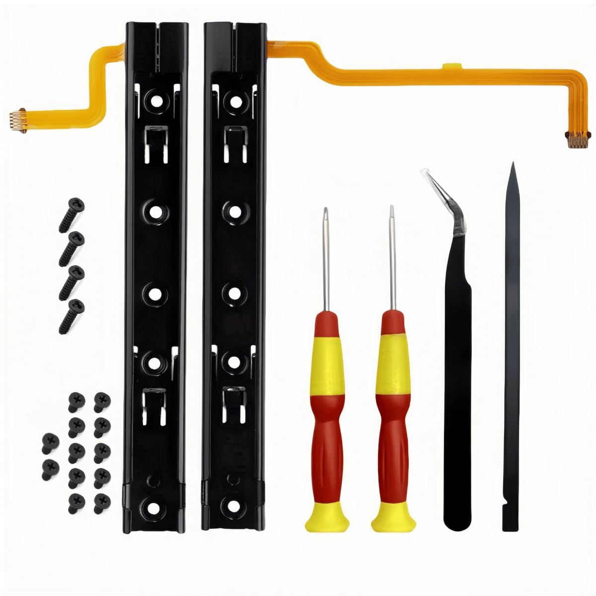 Right and Left Slide Rail Bracket for Nintendo Switch Replacement with Sensor Cable Console Slide Rail Bar NS Switch with Flex Cable and Console Screws Bracket Rebuild Track Accessories Repair Parts