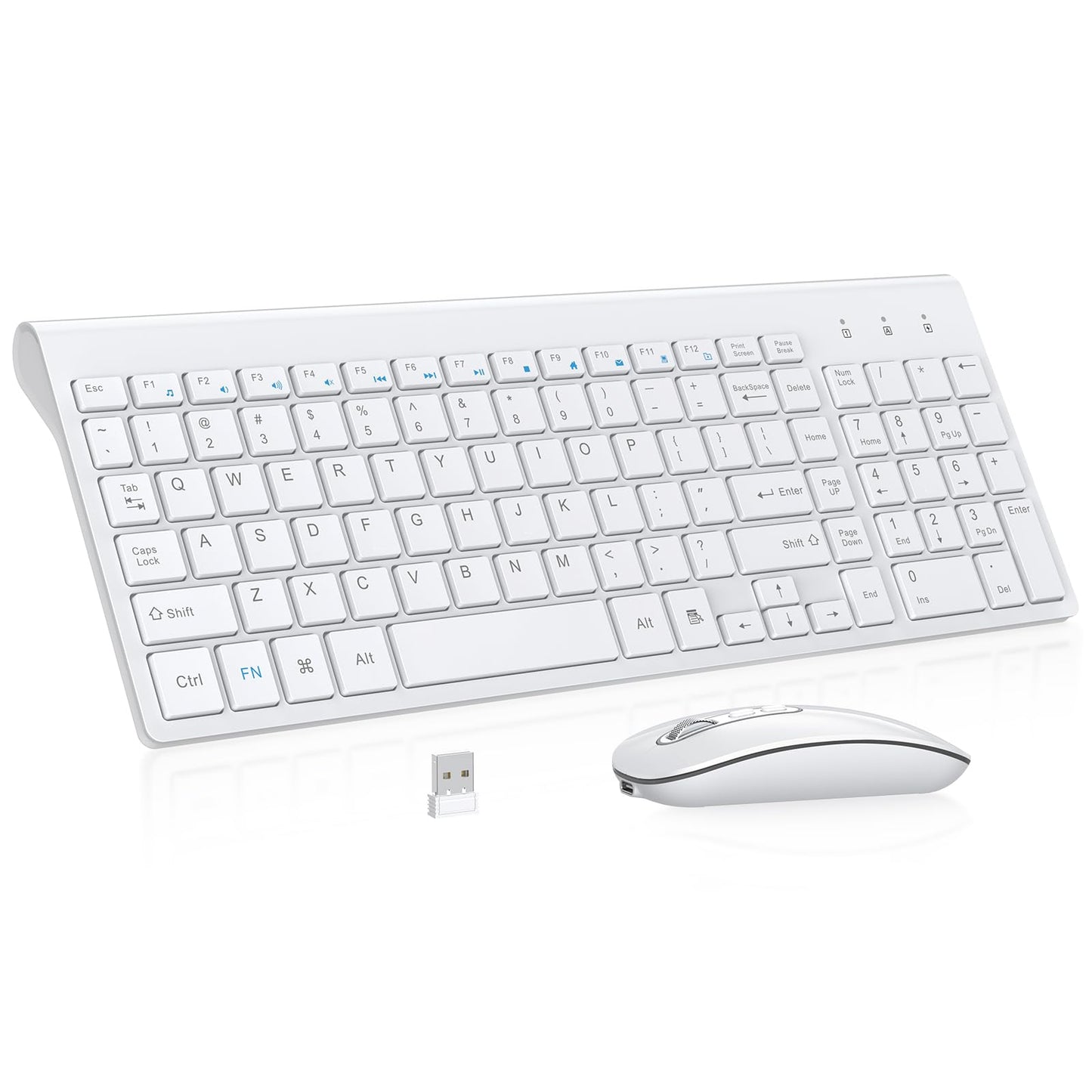 cimetech Wireless Keyboard and Mouse  [Rechargeable Mouse][Silent Scissor Switch Key][Labor-Saving Buttons]Ultra Slim Wireless Computer Keyboard and Mouse  Easy Setup for PC/Laptop/Mac/Windows - White