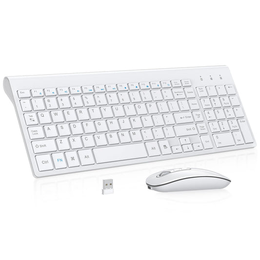 cimetech Wireless Keyboard and Mouse  [Rechargeable Mouse][Silent Scissor Switch Key][Labor-Saving Buttons]Ultra Slim Wireless Computer Keyboard and Mouse  Easy Setup for PC/Laptop/Mac/Windows - White