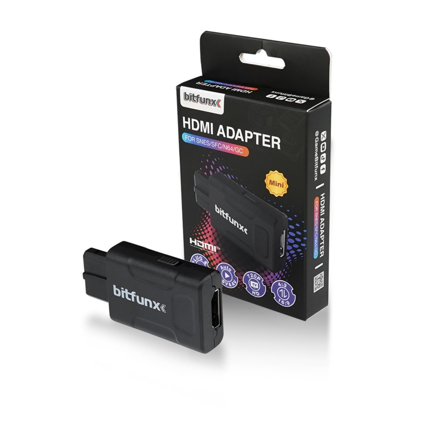 BITFUNX N64 HDMI Adapter - 720P/1080P HD Converter, Supports 16:9/4:3, Plug & Play, Black