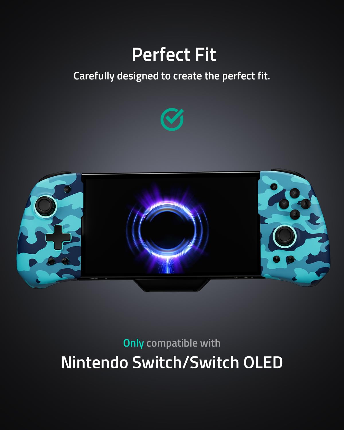 FUNLAB Switch Joycon Replacement Controller - Ergonomic Camo Blue Joypad with Customizable Features, Turbo, and Mapping