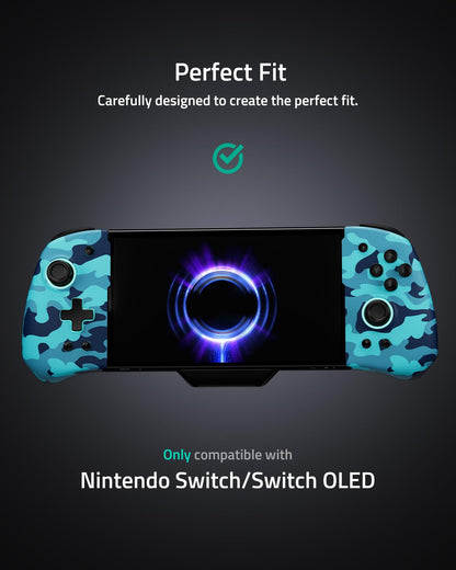 FUNLAB Switch Joycon Replacement Controller - Ergonomic Camo Blue Joypad with Customizable Features, Turbo, and Mapping