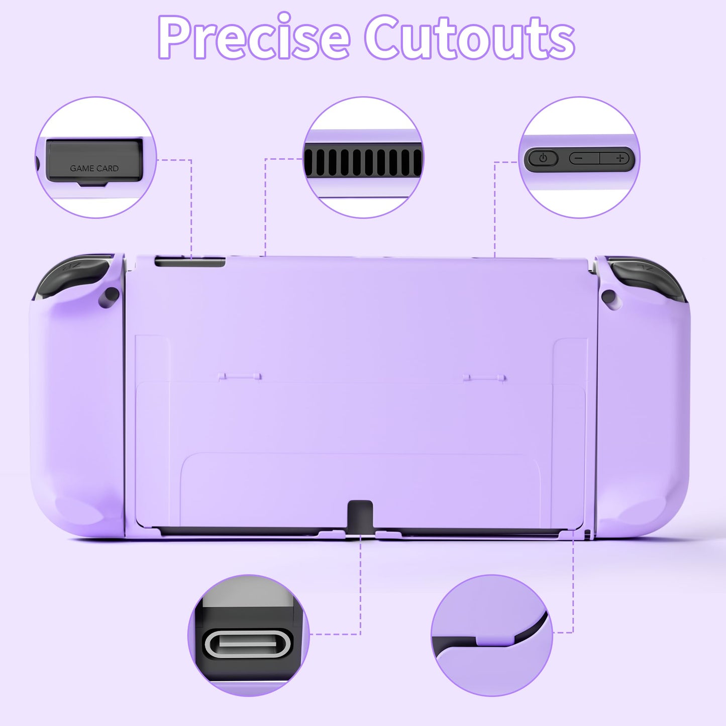 RHOTALL 3 in 1 Purple Protective Case for Nintendo Switch OLED - Dockable, Shock-Absorption, Anti-Scratch Design, Model 01