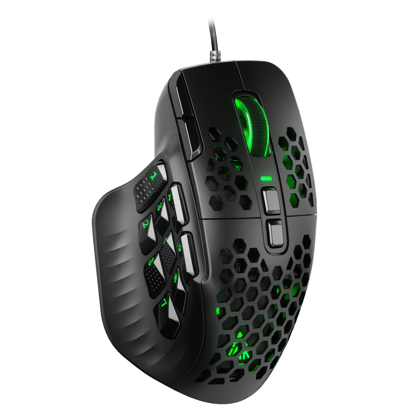 CORBOBO SM809 Wired RGB Gaming Mouse - 22800 DPI, 9 Side Buttons, Ergonomic Design, Large Size, Black