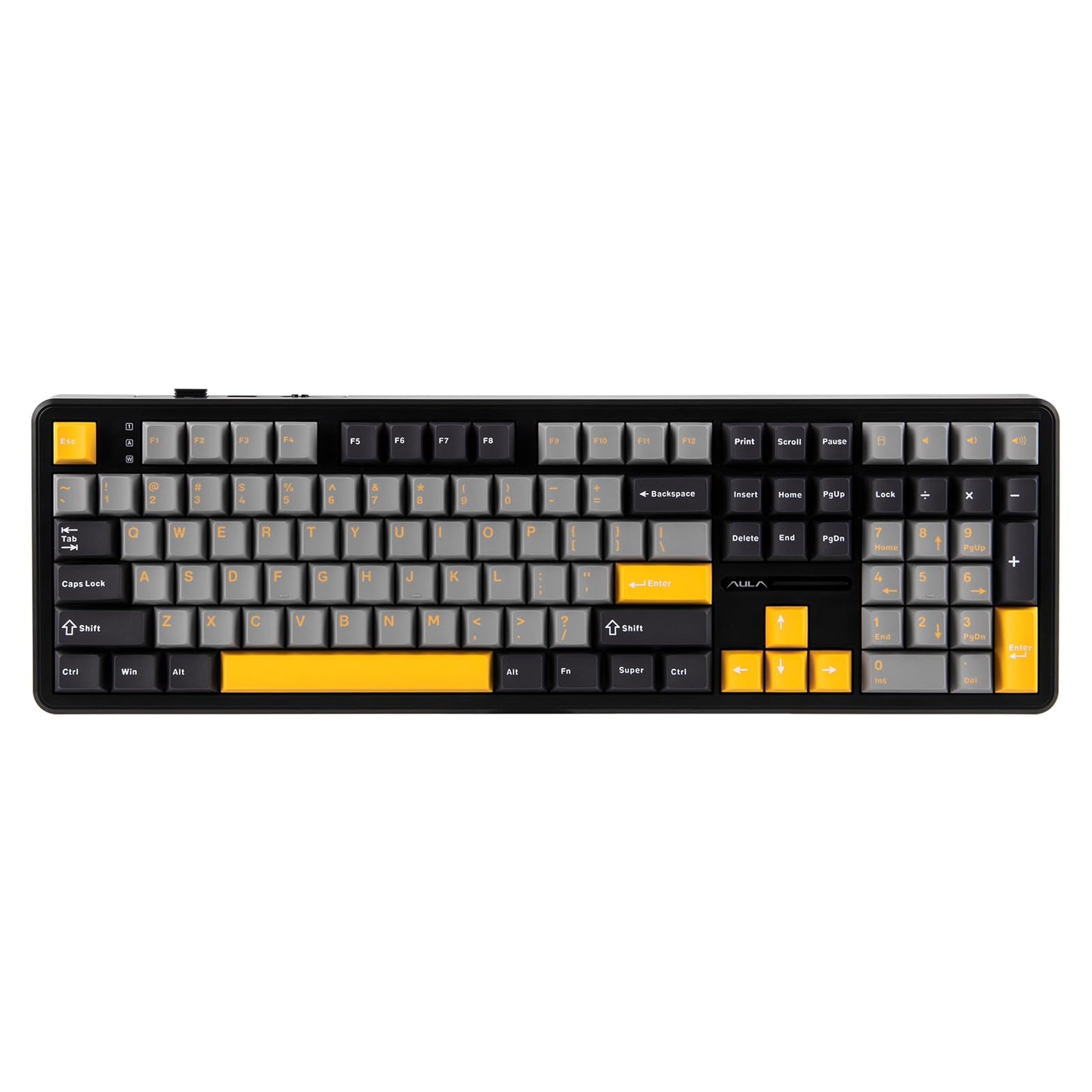 EPOMAKER Aula F108 Wireless Gaming Keyboard  Full Size Mechanical Keyboard with 4000mAh Battery  108 Hot-Swappable and Programmable Keys  RGB Backlight  for Mac/PC/Android (Grey&Yellow)