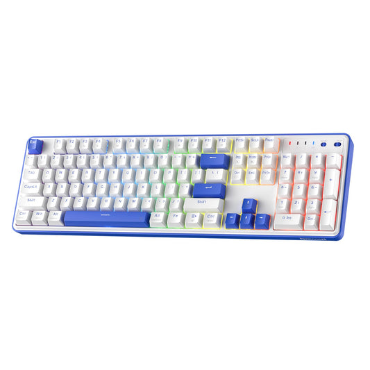 Redragon K685 PRO 104 Keys Wireless Gasket RGB Gaming Keyboard  3-Modes 100% Layout Mechanical Keyboard w/Hot-Swap Socket  Sound Absorbing Pads & Linear Red Switch  Klein Blue & Oia White