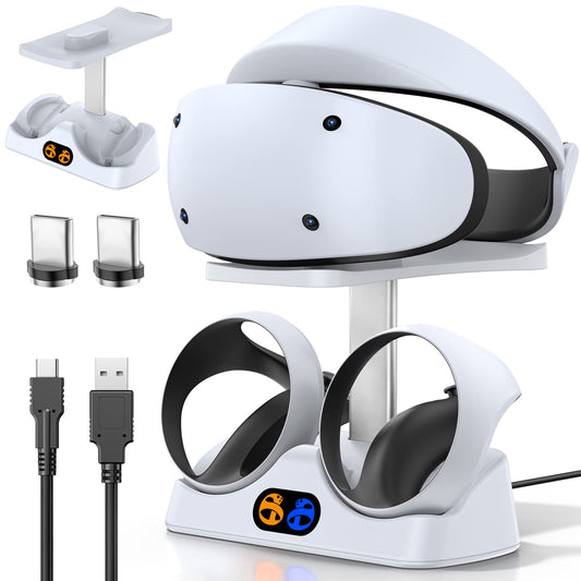 Tokluck PS5 VR2 Controller Charging Dock with Headset Holder, Model TP5-2515, LED Indicator, Type-C Cable, for PSVR2 Accessories