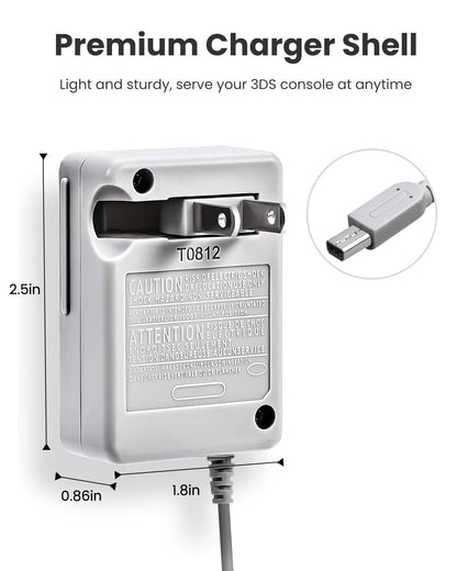 VOYEE 3DS Charger for Nintendo 3DS/DSi/DSi XL/2DS/New 3DS XL - 100-240V Wall Plug Adapter