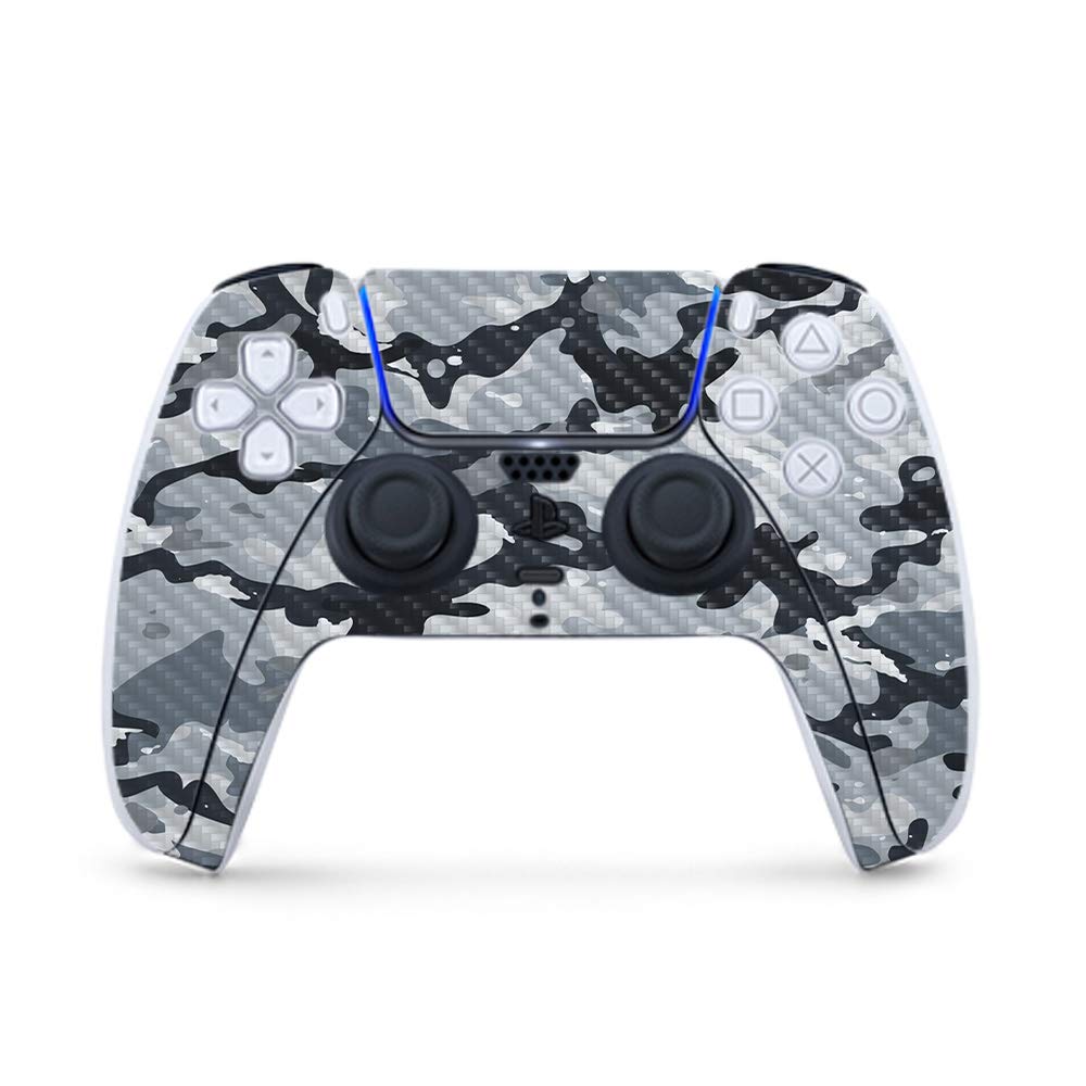 MightySkins Carbon Fiber Gaming Skin for PS5 / PlayStation 5 Controller - Gray Camouflage | Durable Textured Carbon Fiber Finish | Easy to Apply | Made in The USA