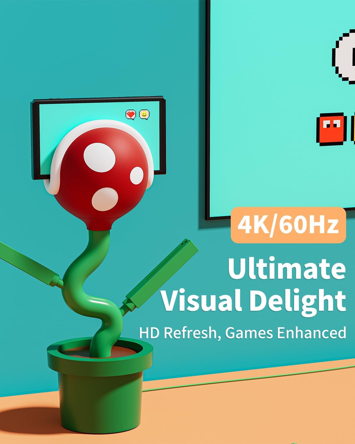 POWKONG Switch TV Dock - Charging Dock for Nintendo Switch & OLED, 4K HDMI, Red & Green, Model YM06